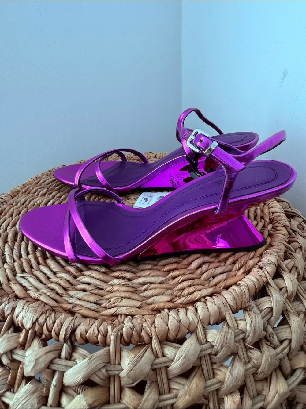 Zara Metallic Fuchsia Strappy Sandals - Picture 2 of 4